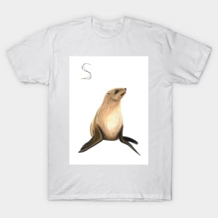 S for seal alphabet illustration, pencil illustration from my alphabet series T-Shirt